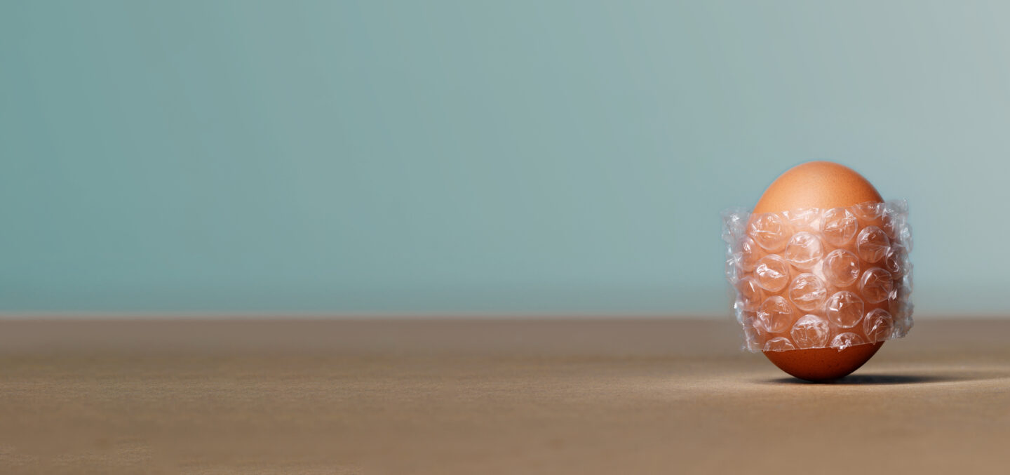 Luftpolster Ei symbolisiert Risikoschutz
